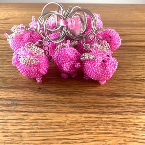 11 Hand beaded flying pig key chains bundle